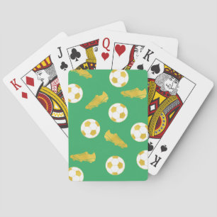 Gold Elegant Classic Soccer Cleats Ball Green Playing Cards