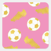 Gold Elegant Classic Soccer Cleats Ball Pink Girl 