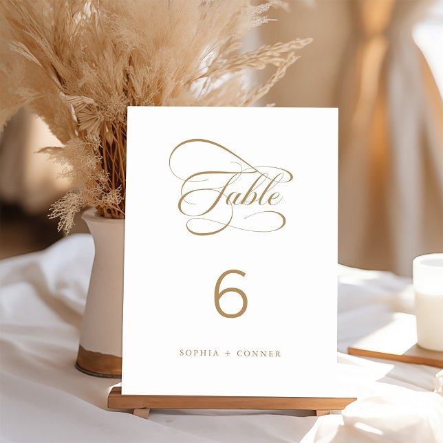 Gold Elegant Classy Calligraphy Wedding Table Number (Creator Uploaded)