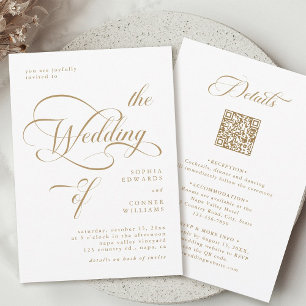 Gold Elegant Classy Wedding All in One  Invitation