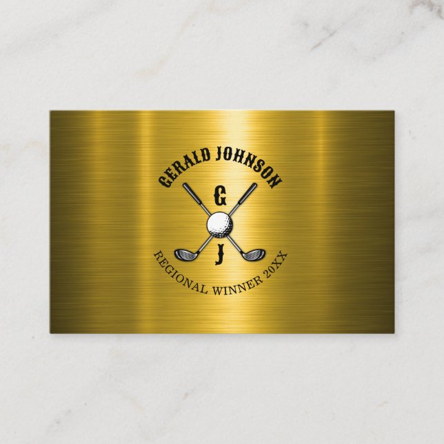 Gold Elegant Custom Golf Monogram Design Business Card (Front)
