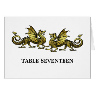 Gold Elegant Dragons Table Number Card