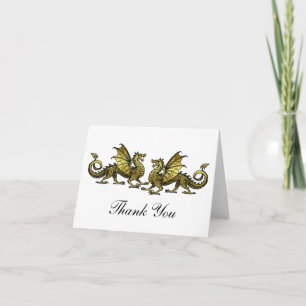 Gold Elegant Dragons Thank You Card