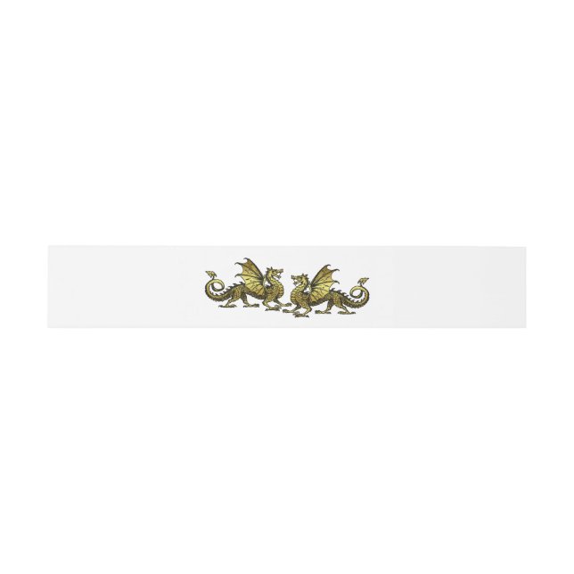 Gold Elegant Dragons Wedding Belly Bands Invitation Belly Band (Flat)