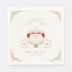 Gold Elegant Fairy Carriage Baby Shower Welcome Napkin