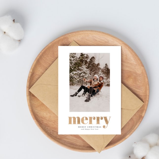Gold Elegant Family Photo Christmas Holiday Card (Creator Uploaded)