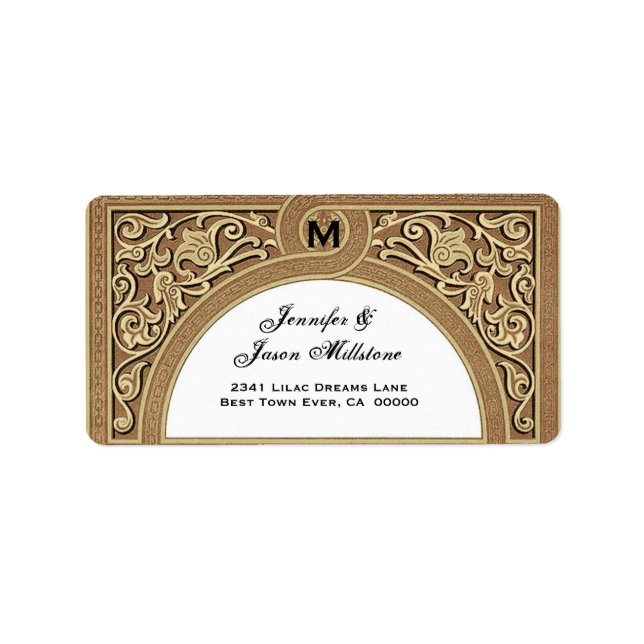 GOLD Elegant Floral Arch Wedding Address Label (Front)