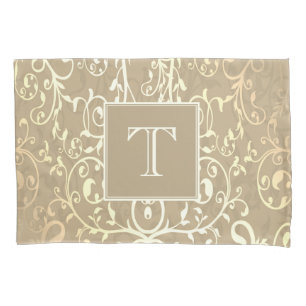 Gold Elegant Flourish Monogram Pillowcase