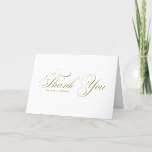 Gold Elegant Flourish Script Wedding  Thank You Card