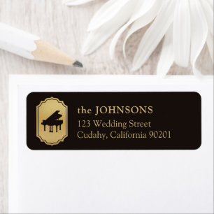 Gold Elegant Frame Piano Music Event Address Label