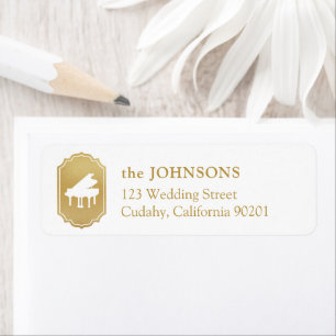 Gold Elegant Frame Piano Music Event Address Label