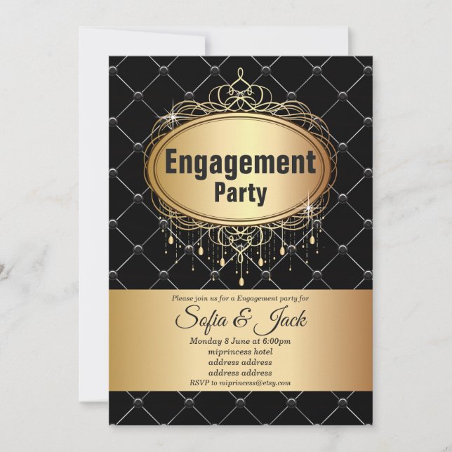gold, elegant , glitter, Engagement party Invitation (Front)