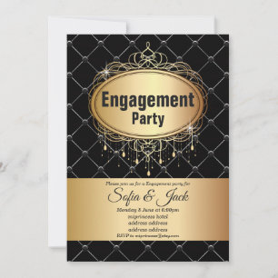 gold, elegant , glitter, Engagement party Invitation