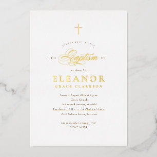 Gold Elegant Gold Cross Calligraphy Baptism
