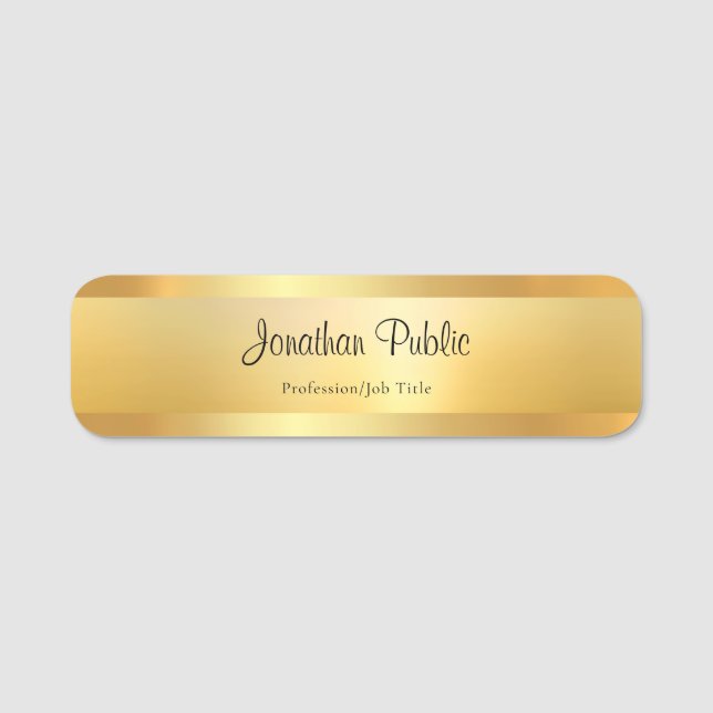 Gold Elegant Hand Script Name Template Modern Tag (Front)
