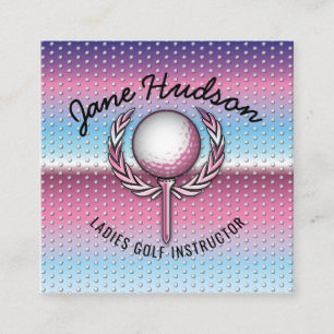Gold Elegant Ladies Golf Design Square Business Card