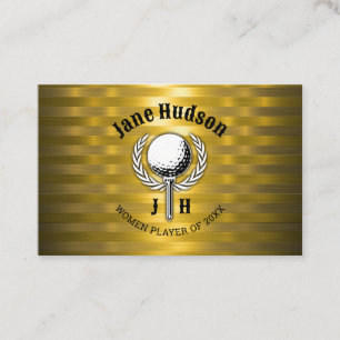 Gold Elegant Ladies Golf Monogram Design Business Card