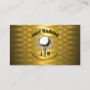 Gold Elegant Ladies Golf Monogram Design Business Card