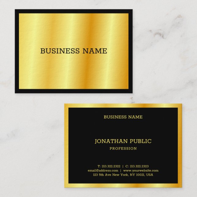 Gold Elegant Luxury Personalised Modern Template Business Card (Front/Back)