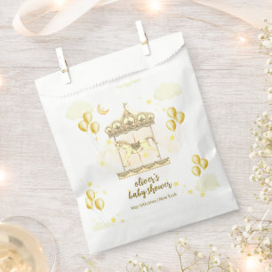 Gold Elegant Magical Balloon Carousel Baby Shower  Favour Bags