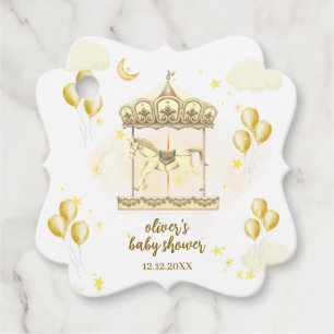 Gold Elegant Magical Balloon Carousel Baby Shower Favour Tags