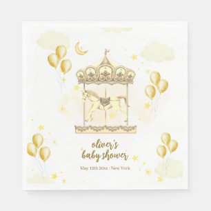 Gold Elegant Magical Balloon Carousel Baby Shower  Napkin
