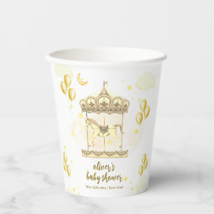 Gold Elegant Magical Balloon Carousel Baby Shower Paper Cups