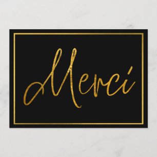 Gold Elegant Merci Custom Thank You Cards