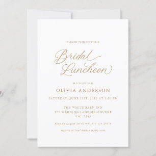 Gold Elegant Modern Calligraphy Bridal Luncheon Invitation
