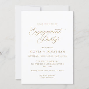 Gold Elegant Modern Calligraphy Engagement Party Invitation