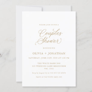 Gold Elegant Modern Couples Shower Calligraphy Invitation