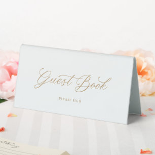 Gold Elegant Modern Script Guest Book