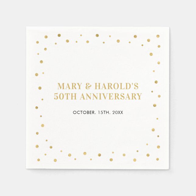 Gold Elegant Modern Wedding Anniversary Party Napkin (Front)