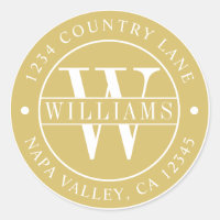 Gold Elegant Monogram Return Address