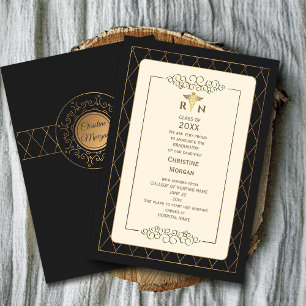 Gold Elegant Ornate Romantic Medical Graduation  Announcement