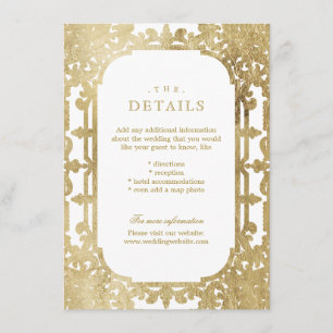 Gold elegant ornate vintage wedding details enclosure card