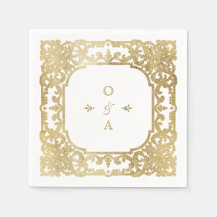 Gold elegant ornate vintage wedding monogram napkin