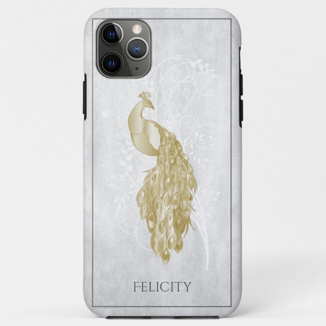 Gold Elegant Peacock Case-Mate iPhone Case (Back)