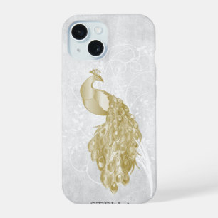 Gold Elegant Peacock Personalised iPhone 15 Case