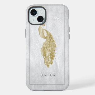 Gold Elegant Peacock Personalised iPhone 15 Plus Case