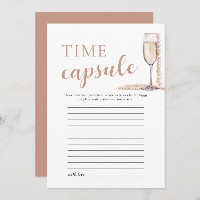 Gold Elegant Pearls and Prosecco Time Capsule Card (Front/Back)