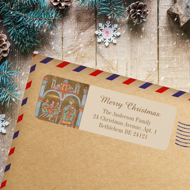 Gold Elegant Religious Merry Christmas Epiphany (Gold Elegant Religious Catholic Christian Merry Christmas Epiphany Holiday Return Address Label)
