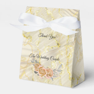 Gold Elegant Ripple Effect & Roses Favour Box
