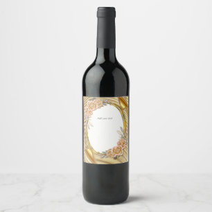 Gold Elegant Ripple Effect Wine Label