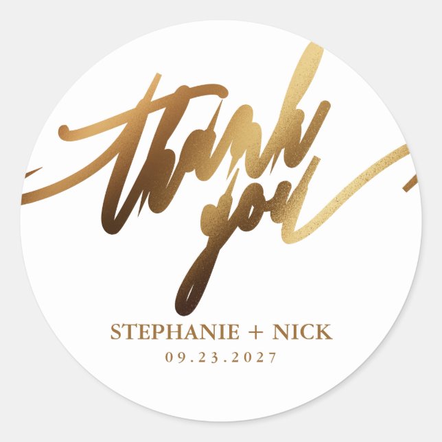 Gold Elegant Script Classic Round Sticker (Front)