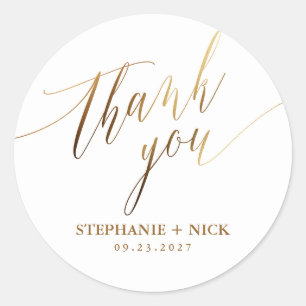 Gold Elegant Script Classic Round Sticker