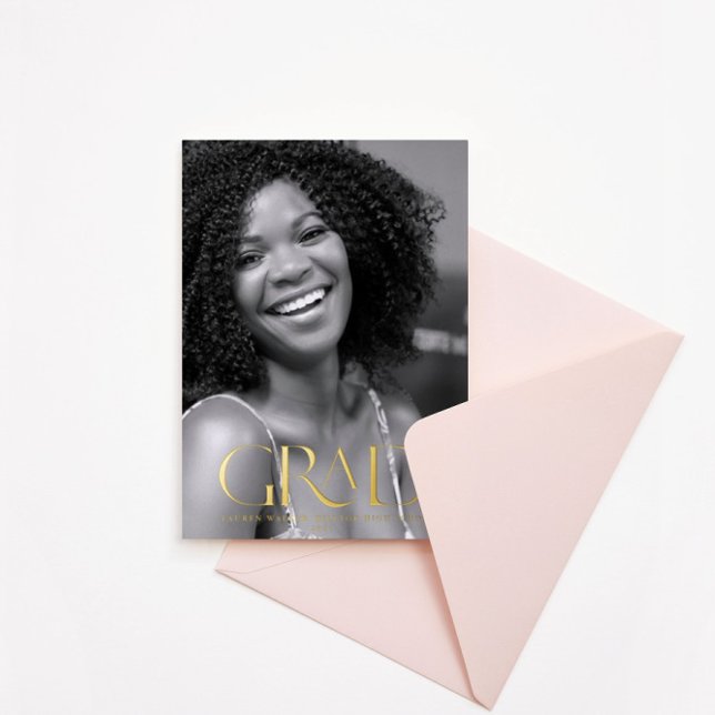 gold elegant script graduate foil announcement (Creator Uploaded)