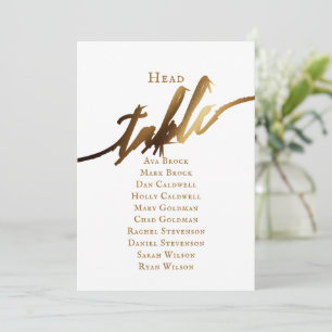 Gold Elegant Script  Head Table Seating Chart Invitation