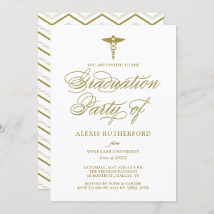 Gold Elegant Script Medical School Graduation Invitation