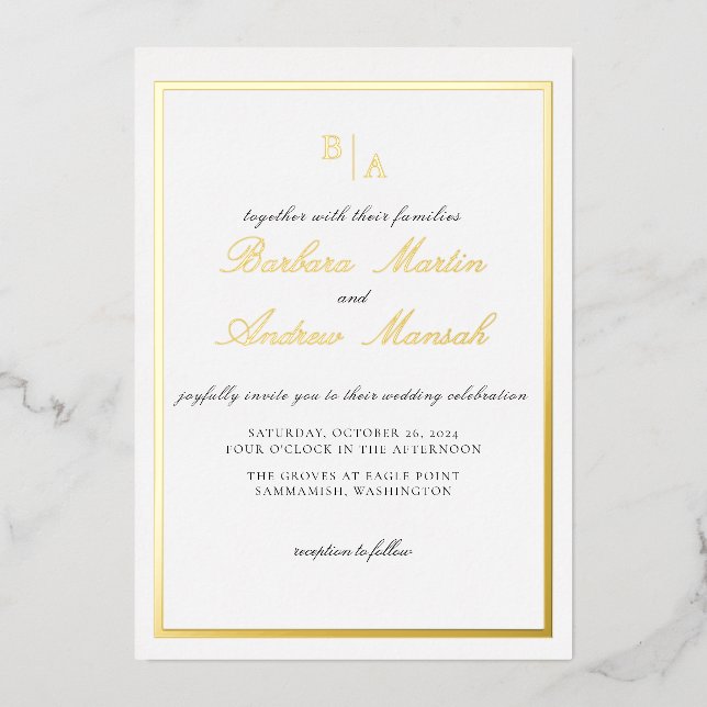  Gold Elegant Script Minimalist Wedding (Front)